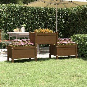 Jardinera de madera de pino maciza marrón miel 178,5x44x75 cm en Maceteros y jardineras | Comprar online en Foro24