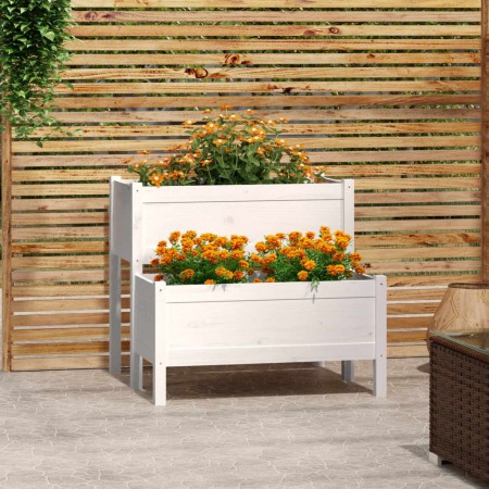 Jardinera madera maciza de pino blanco 84,5x84x75 cm