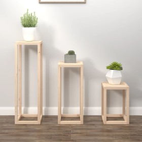 Set de soportes para plantas 3 piezas madera maciza de pino Set de soportes para plantas 3 piezas madera maciza de pino