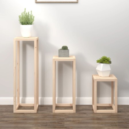 Set de soportes para plantas 3 piezas madera maciza de pino