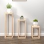 Set de soportes para plantas 3 piezas madera maciza de pino