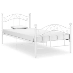 White metal bed frame 90x200 cm by vidaXL, Beds and slatted bases - Ref: Foro24-324989, Price: 153,69 €, Discount: %