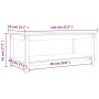 Mesa de centro de madera maciza de pino negro 110x55x45 cm