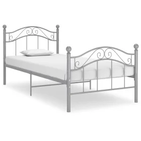 Estructura de cama de metal gris 100x200 cm de vidaXL, Camas y somieres - Ref: Foro24-324993, Precio: 109,47 €, Descuento: %