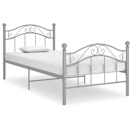 Gray metal bed frame 100x200 cm by vidaXL, Beds and slatted bases - Ref: Foro24-324993, Price: 111,48 €, Discount: %