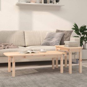 Juego de mesas de centro 2 piezas madera maciza de pino Juego de mesas de centro 2 piezas madera maciza de pino