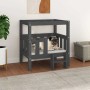 Cama para perros madera maciza de pino gris 65,5x50,5x70 cm