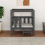 Cama para perros madera maciza de pino gris 65,5x50,5x70 cm