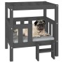 Cama para perros madera maciza de pino gris 65,5x50,5x70 cm