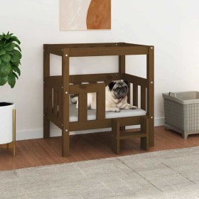 Cama para perros madera maciza pino marrón miel 65,5x50,5x70 cm Cama para perros madera maciza pino marrón miel 65,5x50,5x70 cm