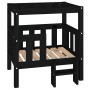 Cama para perros madera maciza de pino negro 65,5x50,5x70 cm