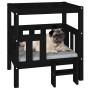 Cama para perros madera maciza de pino negro 65,5x50,5x70 cm