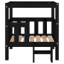Cama para perros madera maciza de pino negro 65,5x50,5x70 cm
