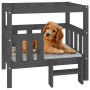Cama para perros madera maciza de pino gris 75,5x63,5x70 cm