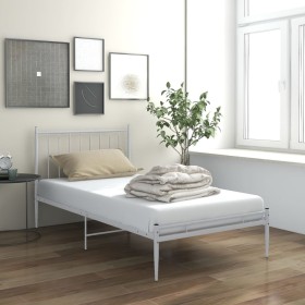 Estructura de cama de metal blanco 100x200 cm de vidaXL, Camas y somieres - Ref: Foro24-325013, Precio: 81,69 €, Descuento: %
