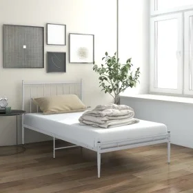 White metal bed frame 100x200 cm by vidaXL, Beds and slatted bases - Ref: Foro24-325013, Price: 80,68 €, Discount: %