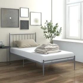 Graues Metallbettgestell 100x200 cm von vidaXL, Betten und Lattenroste - Ref: Foro24-325014, Preis: 115,80 €, Rabatt: %