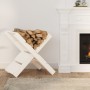 Soporte de leña blanco madera maciza de pino 47x39,5x48 cm
