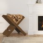 Soporte de leña madera maciza de pino marrón miel 47x39,5x48 cm