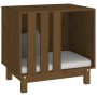 Cama para perros madera maciza pino marrón miel 60x45x57 cm