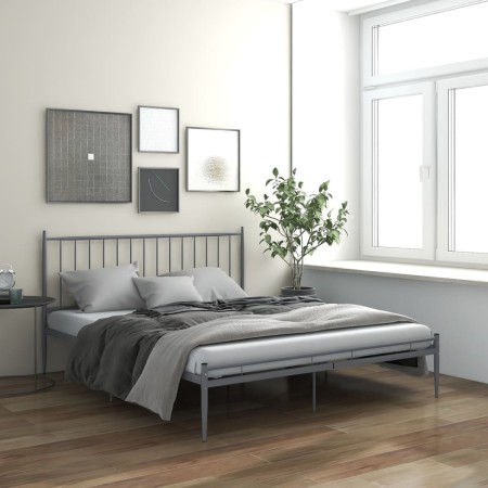 Gray metal bed frame 140x200 cm by vidaXL, Beds and slatted bases - Ref: Foro24-325020, Price: 145,54 €, Discount: %