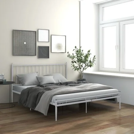 Estructura de cama de metal blanco 180x200 cm de vidaXL, Camas y somieres - Ref: Foro24-325025, Precio: 167,13 €, Descuento: %