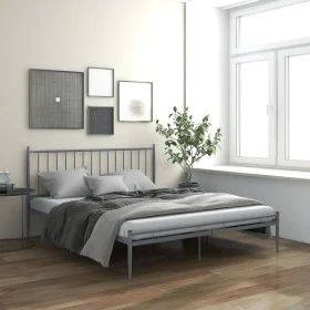 Gray metal bed frame 200x200 cm by vidaXL, Beds and slatted bases - Ref: Foro24-325029, Price: 156,25 €, Discount: %