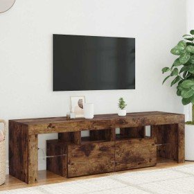 Mueble de TV con luces LED color roble ahumado 140x36,5x40 cm Mueble de TV con luces LED color roble ahumado 140x36,5x40 cm