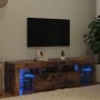 Mueble de TV con luces LED color roble ahumado 140x36,5x40 cm