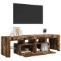 Mueble de TV con luces LED color roble ahumado 140x36,5x40 cm