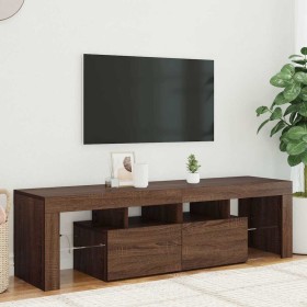 Mueble de TV con luces LED marrón roble 140x36,5x40 cm