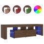 Mueble de TV con luces LED marrón roble 140x36,5x40 cm