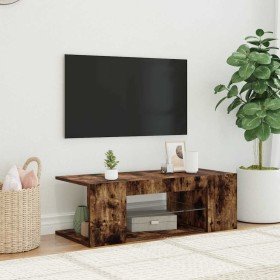 Mueble de TV con luces LED color roble ahumado 90x39x30 cm