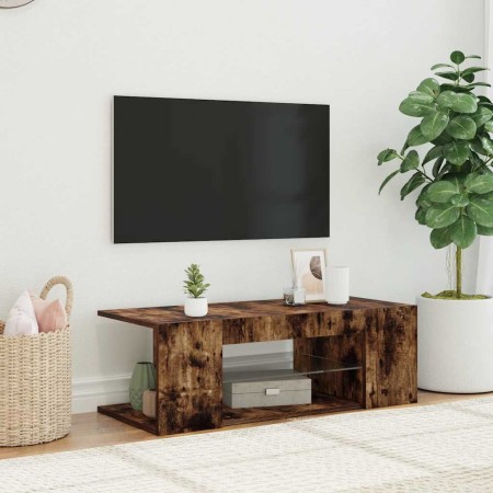 Mueble de TV con luces LED color roble ahumado 90x39x30 cm en Muebles TV | Comprar online en Foro24