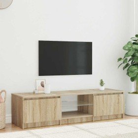 Mueble de TV con luces LED roble ahumado 140x40x36 cm
