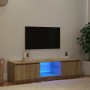 Mueble de TV con luces LED roble ahumado 140x40x36 cm en Muebles TV | Comprar online en Foro24