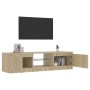 Mueble de TV con luces LED roble ahumado 140x40x36 cm en Muebles TV | Comprar online en Foro24