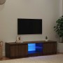 Mueble de TV con luces LED marrón roble 140x40x36 cm en Muebles TV | Comprar online en Foro24