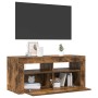 Mueble de TV con luces LED roble ahumado 90x35x40 cm