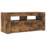 Mueble de TV con luces LED roble ahumado 90x35x40 cm