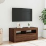 Mueble de TV con luces LED roble marrón 90x35x40 cm
