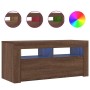 Mueble de TV con luces LED roble marrón 90x35x40 cm