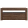 Mueble de TV con luces LED roble marrón 90x35x40 cm