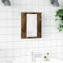 Armario de baño con espejo LED madera roble ahumado 40x12x45 cm