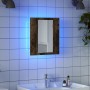 Armario de baño con espejo LED madera roble ahumado 40x12x45 cm