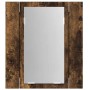 Armario de baño con espejo LED madera roble ahumado 40x12x45 cm