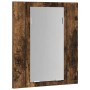 Armario de baño con espejo LED madera roble ahumado 40x12x45 cm
