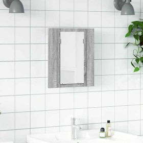 Armario de baño con espejo LED madera gris Sonoma 40x12x45 cm