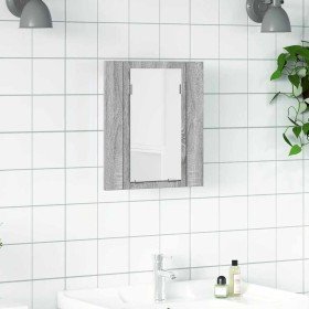 Armario de baño con espejo LED madera gris Sonoma 40x12x45 cm