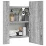 Armario de baño con espejo LED madera gris Sonoma 40x12x45 cm